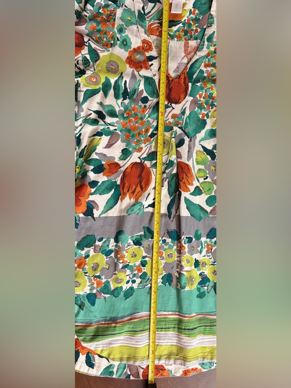 Cynthia Rowley Green, Orange & Gray Floral Midi Dress - Picture 14 of 16